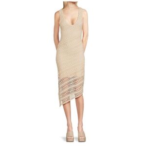Central Park West Beige Crochet Dress XS STRETCHY